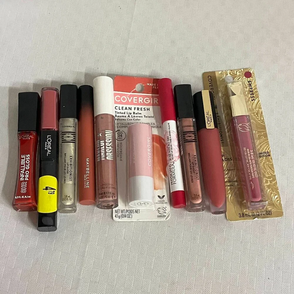 10-Piece Drugstore Lip Kit Set - L'Oréal, Maybelline, CoverGirl, Rimmel, Revlon